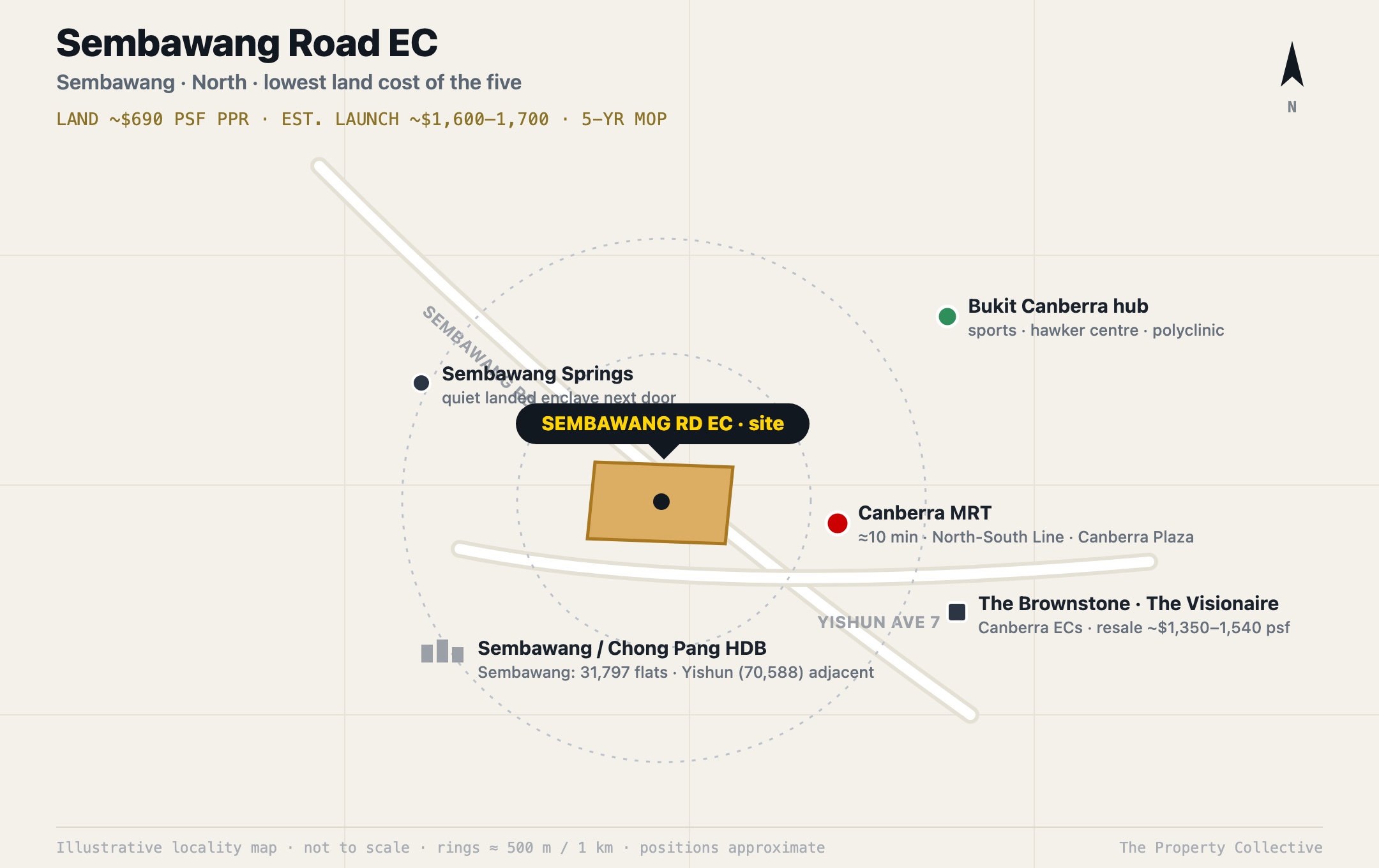 Illustrative locality map of Sembawang Road EC near Canberra MRT