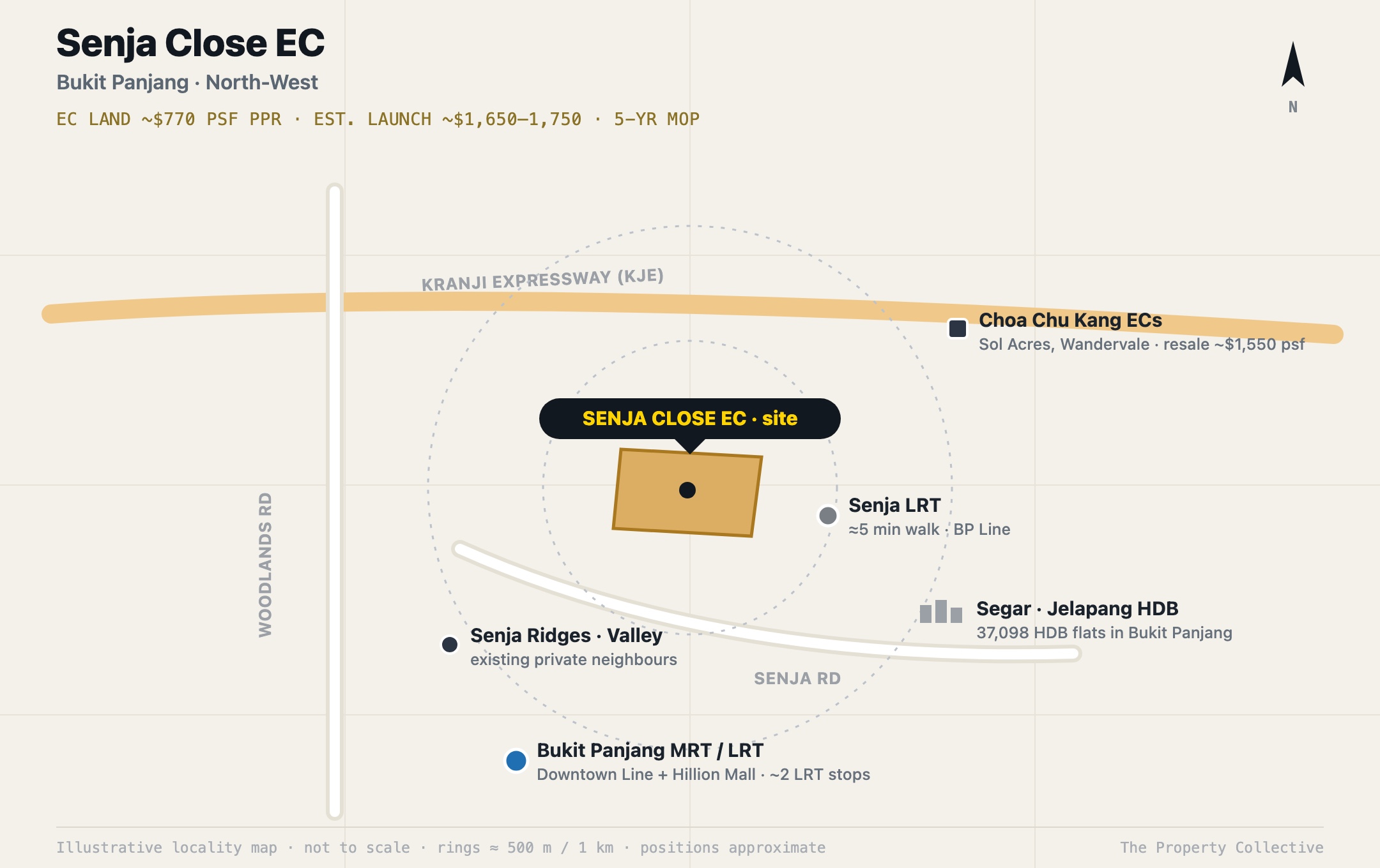 Illustrative locality map of Senja Close EC in Bukit Panjang